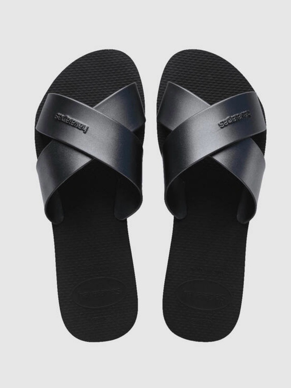 Havaianas Aqua Women's Black Cross-Strap Slide Sandals